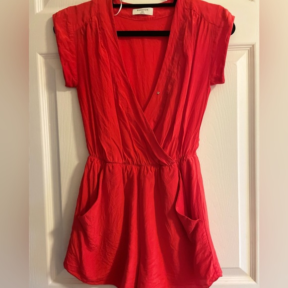 Babaton Red Corbette 100% Silk Romper - Picture 2 of 4